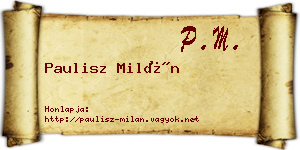 Paulisz Milán névjegykártya